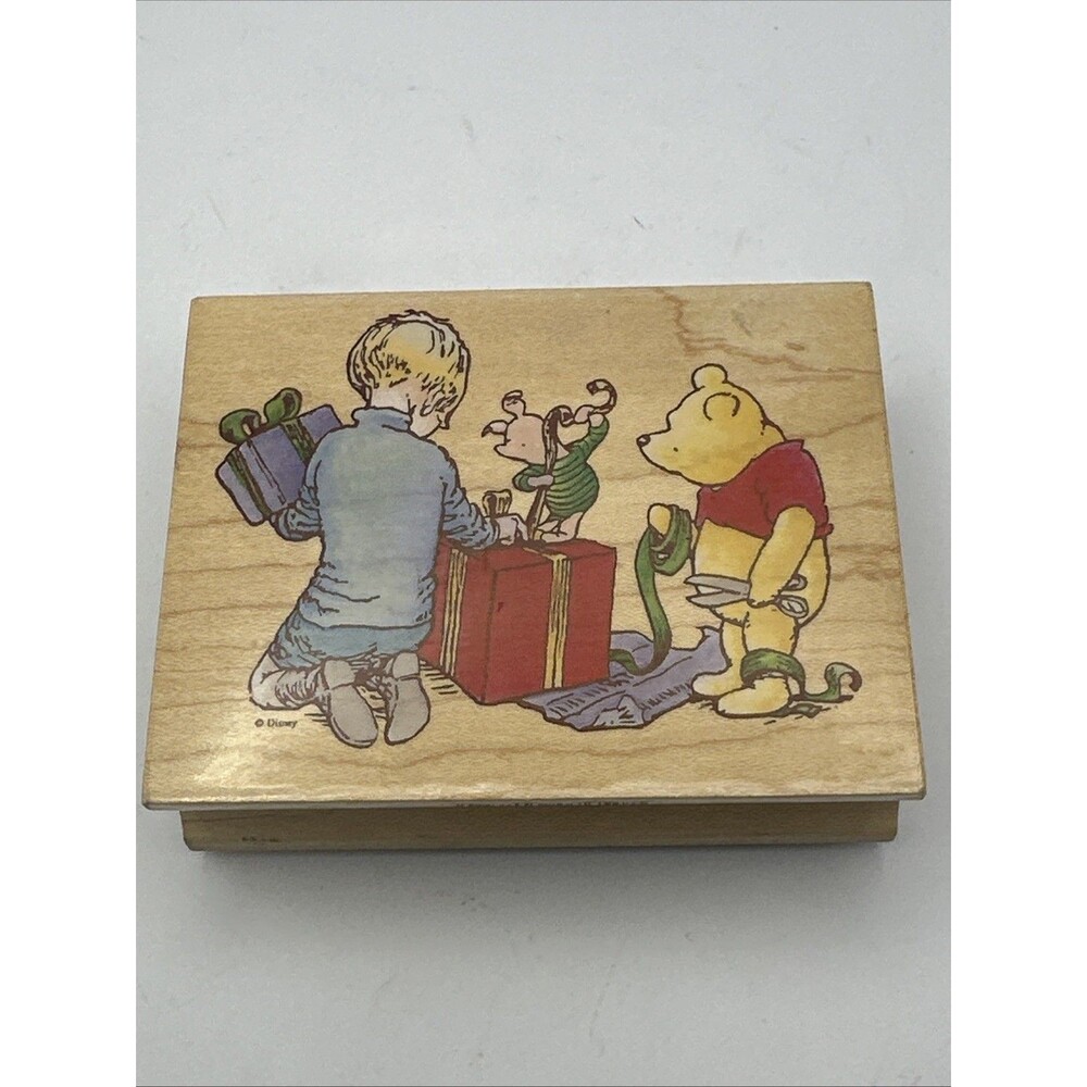 All Night Media Rubber Stamps 765J GIFT WRAPPING PARTY CHRISTMAS winnie the pooh